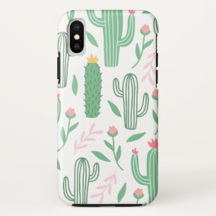 Bright Cactus Succulent Pattern iPhone X Case