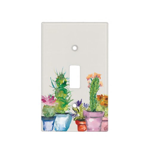 Bright Cactus Watercolor Succulents Light Switch Cover