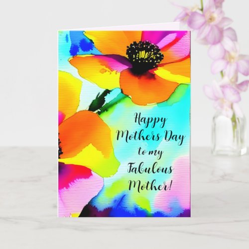 Bright California Poppy Personalized Mothers Day Card