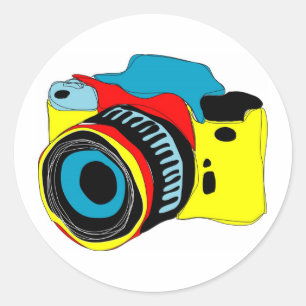 Bright camera illustration classic round sticker