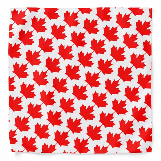 Bright Canadian Maple Leaf Canada Day Red White Bandana (Front)