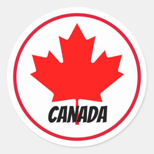 Bright Canadian Maple Leaf Canada Day Red White Classic Round Sticker