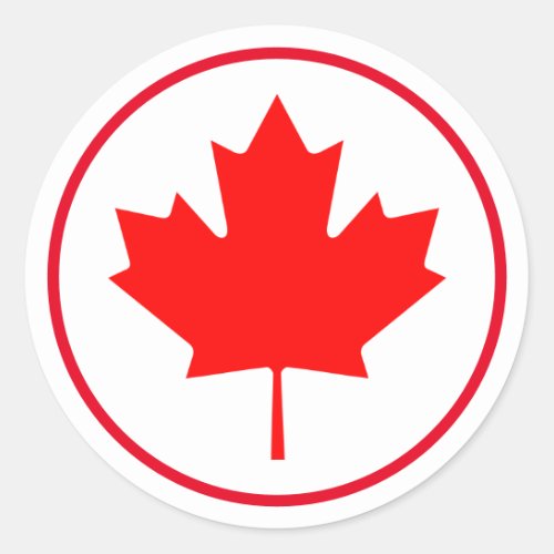 Bright Canadian Maple Leaf Canada Day Red White Classic Round Sticker