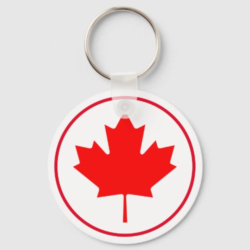 Bright Canadian Maple Leaf Canada Day Red White Keychain