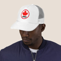 Canada Day red trucker hat with Canadian flag