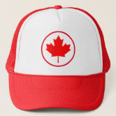 petiteBright Red Maple Leaf Canada Eh! Trucker Hat, Adult Unisex, Size: Large, White and Red