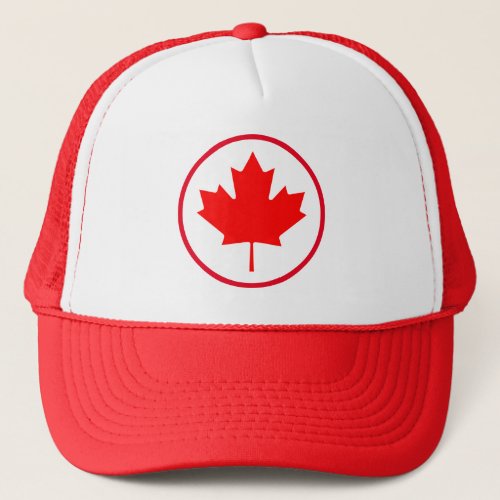 Bright Canadian Maple Leaf Canada Day Red White Trucker Hat
