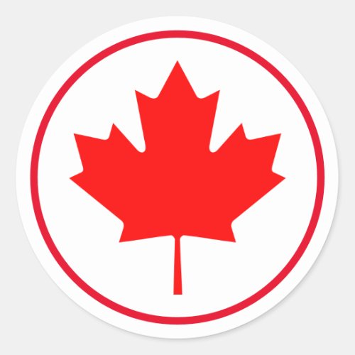 Bright Canadian Maple Leaf Canada Red White Classic Round Sticker