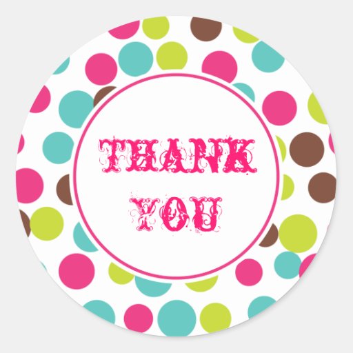 Bright Candy Dot Thank You Stickers | Zazzle