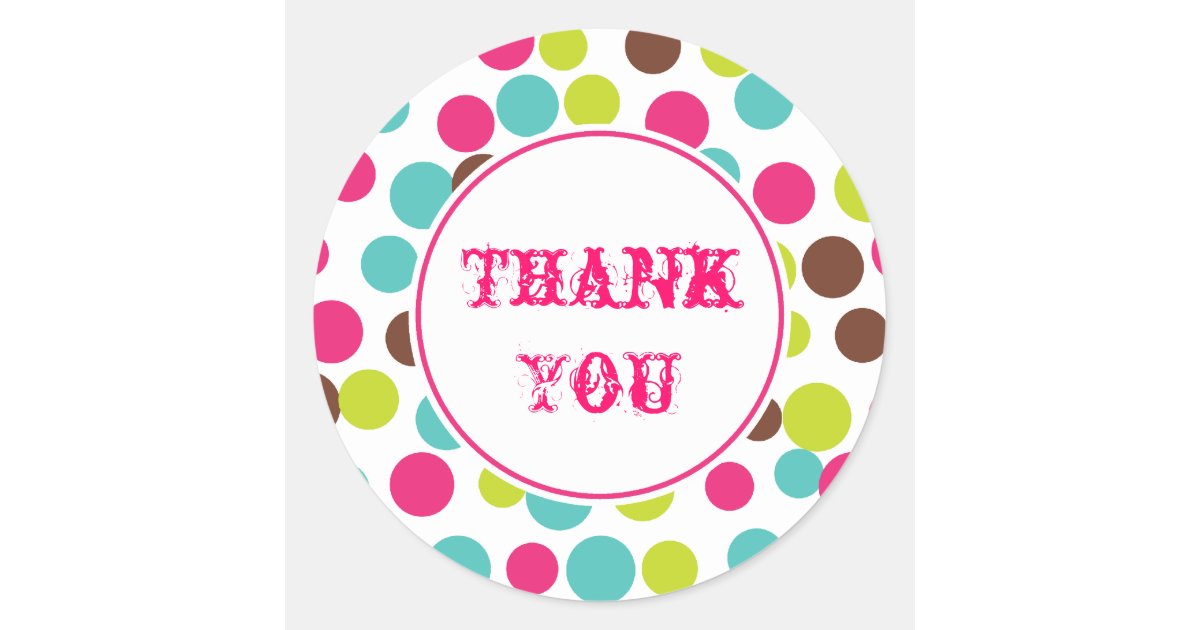 Bright Candy Dot Thank You Stickers | Zazzle