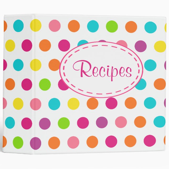 Bright Candy Dots Kitchen Recipe Binder Gift (Front/Spine)