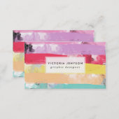 Bright Candy Pastel Watercolor Abstract Stripes Business Card (Front/Back)
