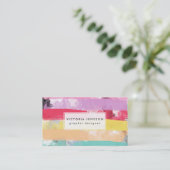 Bright Candy Pastel Watercolor Abstract Stripes Business Card (Standing Front)