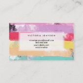 Bright Candy Pastel Watercolor Abstract Stripes Business Card (Back)