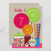 Bright Candy & Sweets Birthday Party Invitation (Front/Back)