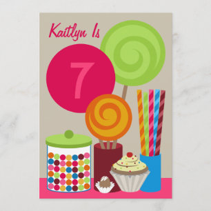 Bright Candy & Sweets Birthday Party Invitation