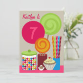 Bright Candy & Sweets Birthday Party Invitation (Standing Front)