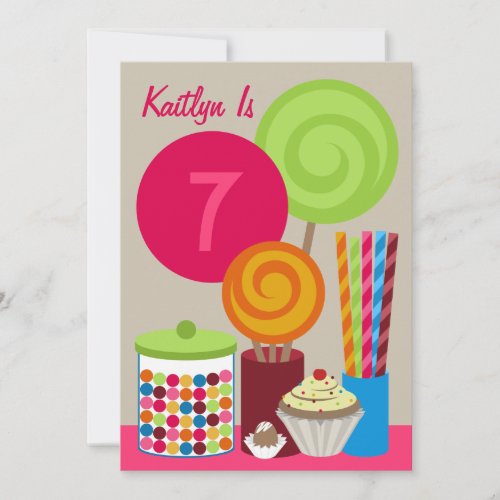 Bright Candy &amp; Sweets Birthday Party Invitation