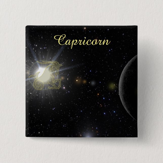 Bright Capricorn Pinback Button (Front)