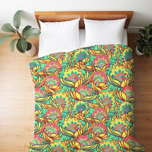 Bright Caribbean Colors Tropical Floral Duvet Cover