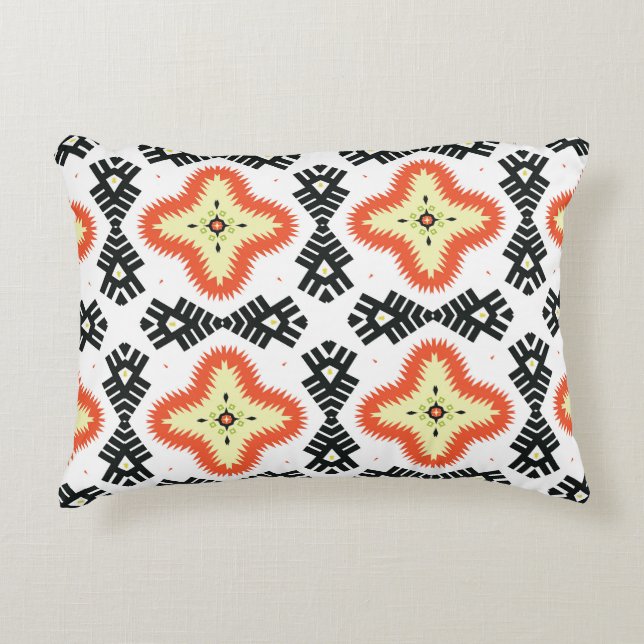 Bright Carpet: Ethnic Aztec Ornament Accent Pillow (Front)