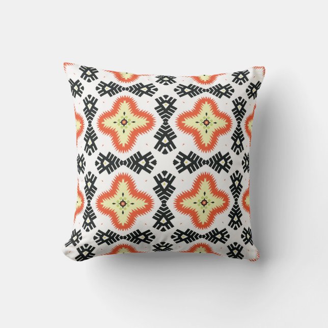 Bright Carpet: Ethnic Aztec Ornament Throw Pillow (Front)