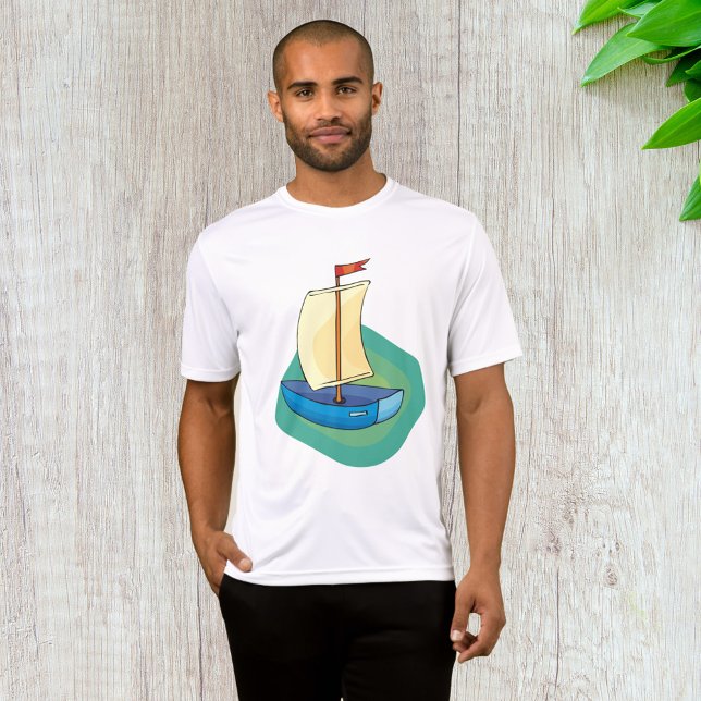 Bright Cartoon Boat with Sail Fun Nautical T-Shirt (Creator Uploaded)