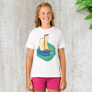 Bright Cartoon Boat with Sail Fun Nautical T-Shirt