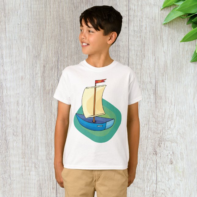 Bright Cartoon Boat with Sail Fun Nautical T-Shirt (Creator Uploaded)