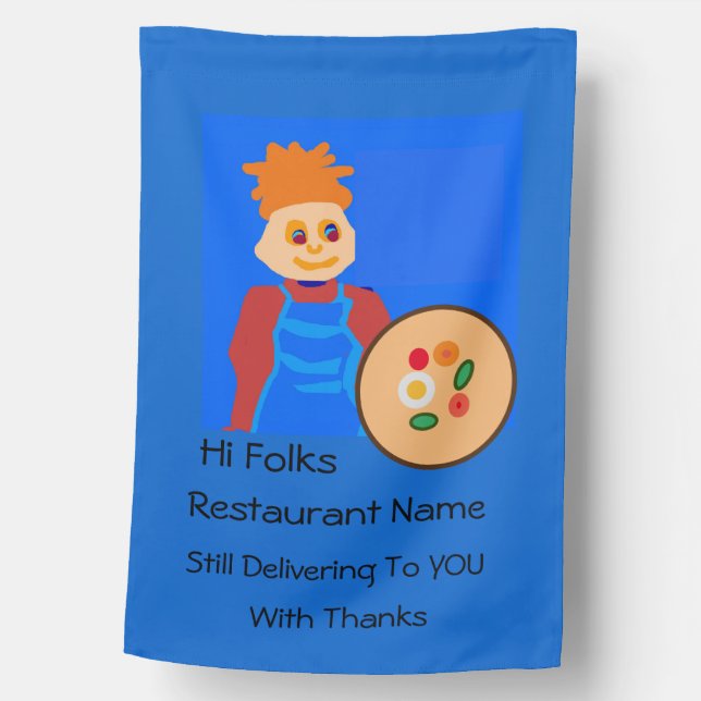 Bright Cartoon Chef Text Home Delivery  Service House Flag (Front)