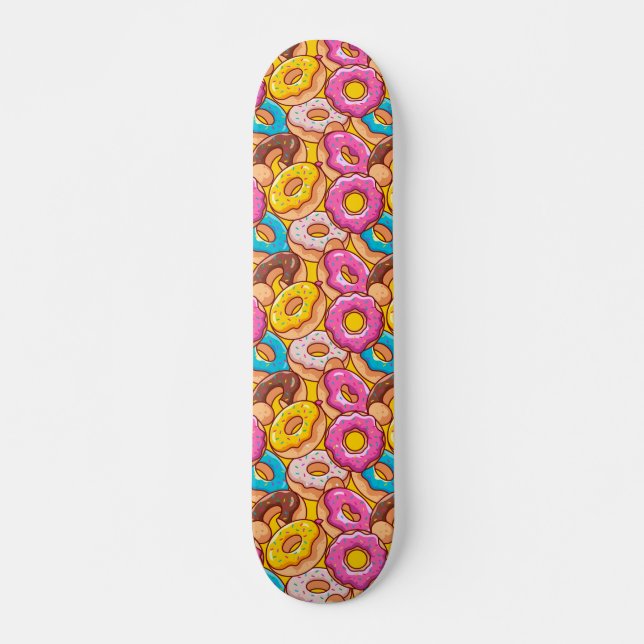 Bright cartoon donuts skateboard (Front)
