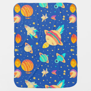 Bright Cartoon Planets Fun Space Kids Design🚀 Baby Blanket