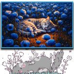 Bright cat blue wildflowers nature art summer framed art<br><div class="desc">Beautiful tabby cat sleeps among wildflowers, a pleasant picture of peace and tranquility. (PLEASE! - See also other new collections for more choices) ((Attention!!! - By changing the size of the product, the Design picture can be shifted, it can be adjusted to the new size by clicking on the button...</div>
