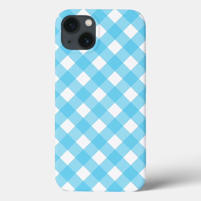 Bright cerulean blue gingham Case-Mate iPhone case (Back)