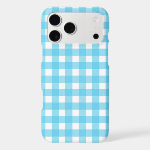Bright cerulean blue gingham iPhone 17 pro max case