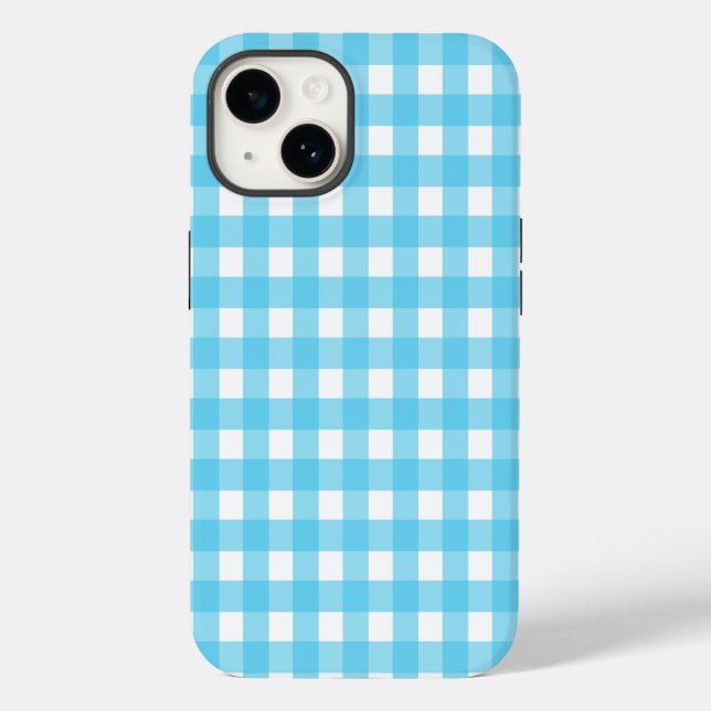 Bright cerulean blue gingham  Case-Mate iPhone case (Back)