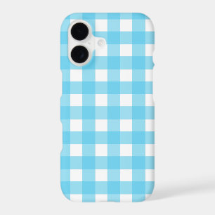 Bright cerulean blue gingham iPhone 17 case