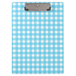 Bright cerulean blue gingham clipboard