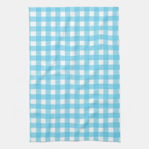 Bright cerulean blue gingham kitchen towel
