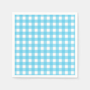 Bright cerulean blue gingham napkins