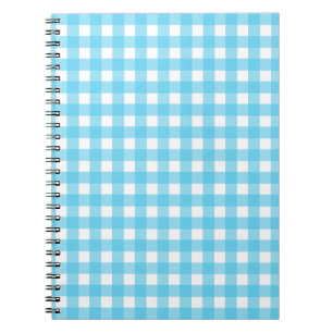 Bright cerulean blue gingham notebook