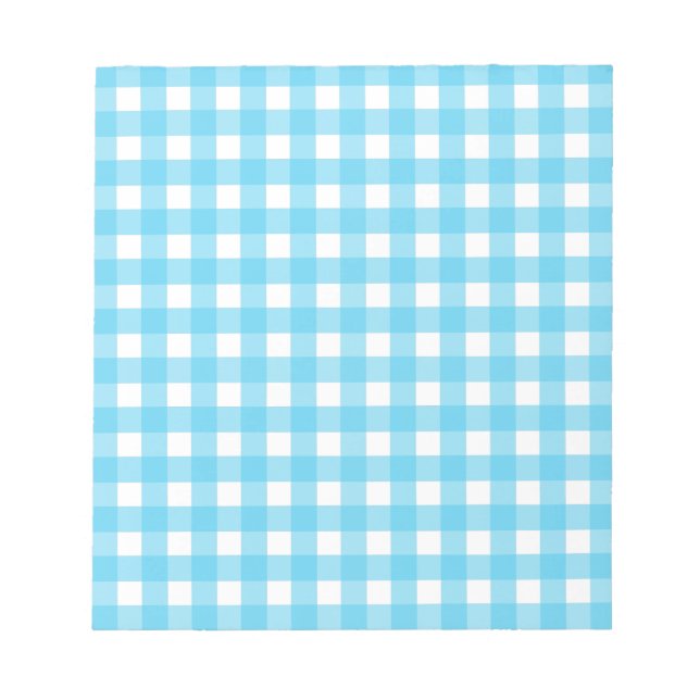 Bright cerulean blue gingham notepad (Front)