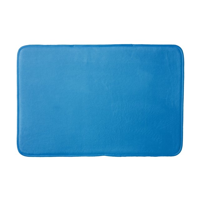 Bright Cerulean Blue with Grainy Texture Bath Mat (Front)