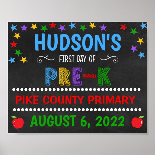 Bright Chalkboard First Day of Pre_K Sign