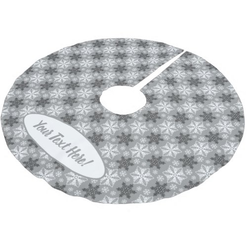Bright Charcoal Winter White Snowflake Pattern Brushed Polyester Tree Skirt