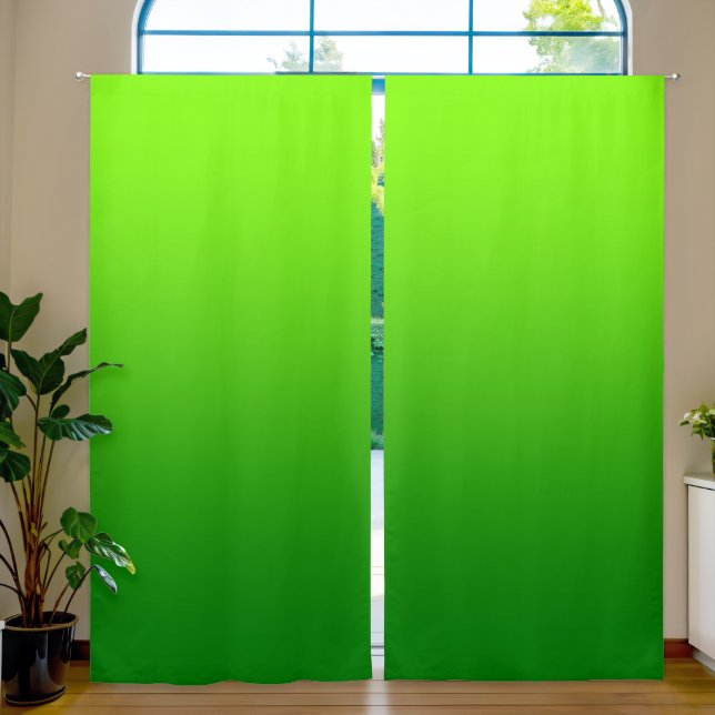 Bright Chartreuse to Green Gradient Blackout Curtains (Living Room)