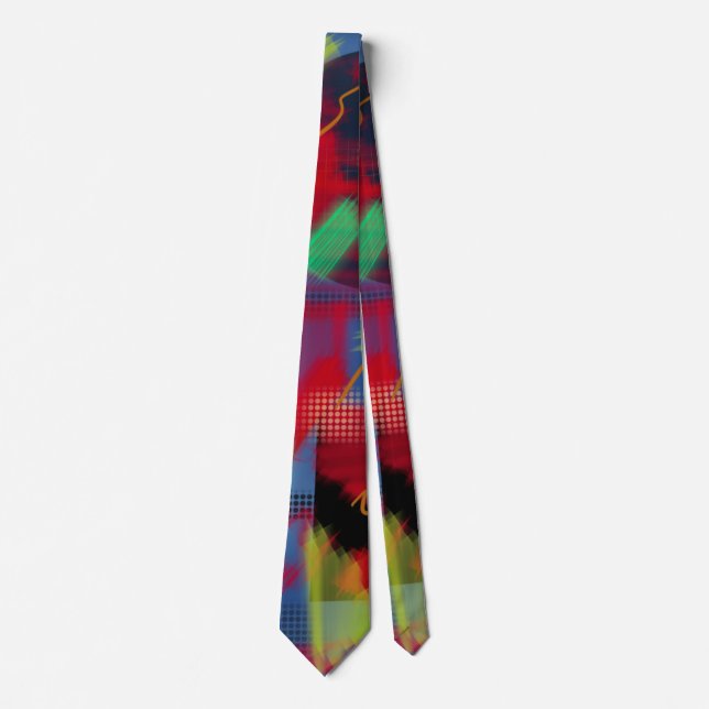 Bright & Cheerful Abstract Digital Art Neck Tie (Front)