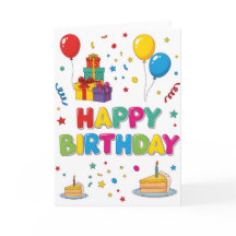Bright & Cheerful Cartoon “Happy Birthday” Card