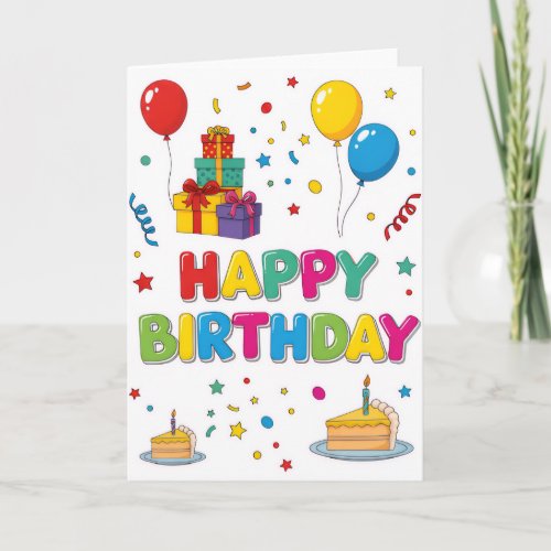 Bright & Cheerful Cartoon “Happy Birthday” Card
