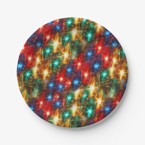 Bright Cheerful Christmas Light Pattern Paper Plates